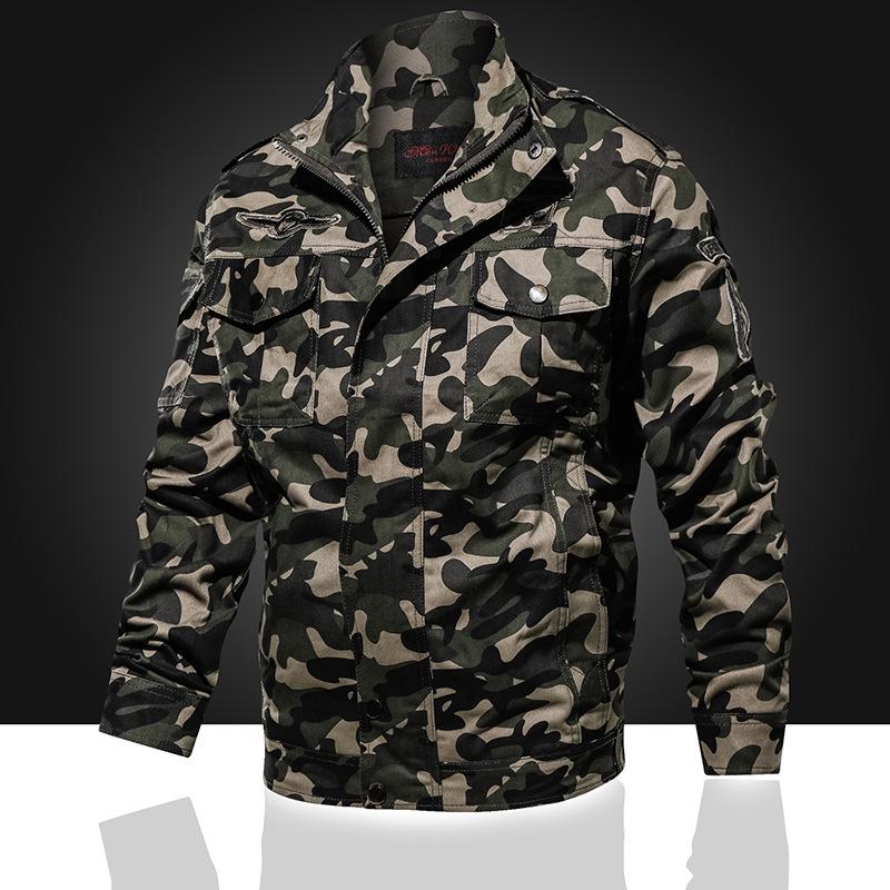 Autumn Men's Outdoor Camouflage Multi-bag Tooling Jacket Youth Military Jacket