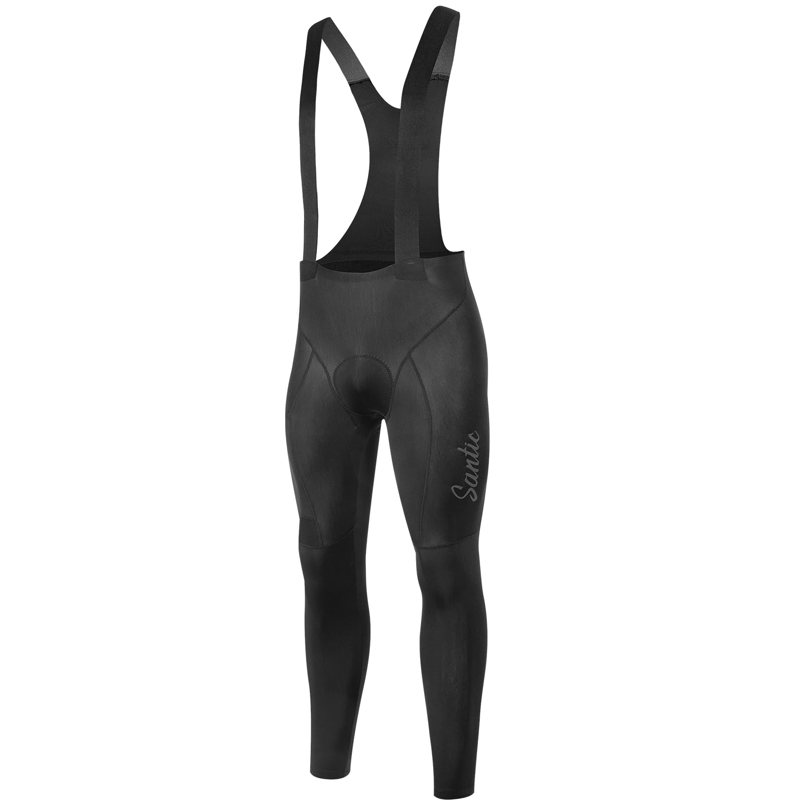 

Santic Men s Autumn/Winter Thermal Bib Pants, Fleece-Lined, High Elasticity, Suitable for 5-15°C (41-62°F), Road Bike Cycling Wear (Black, Size L)