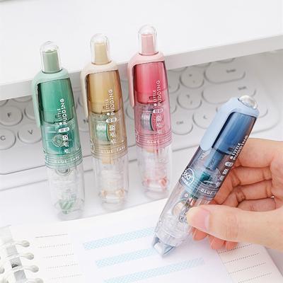 1 ADET Dönebilen Rulo Tipi Şeffaf Çift Taraflı Bant Öğrenci Karalama Defteri El Yapımı Yapıştırıcı Kalemi Kendinden Yapışkanlı Bant 5m Büyük Kapasiteli