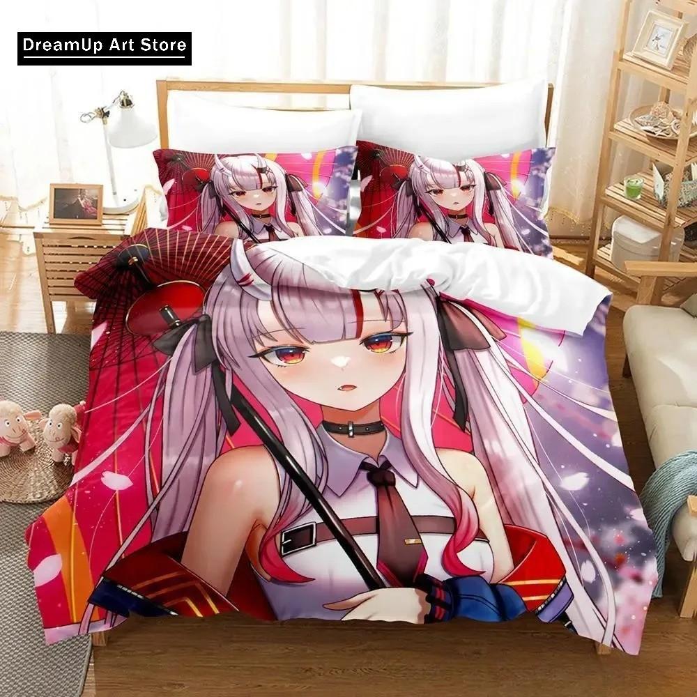 3D Print Fashion Kawaii Nakiri Ayame Bedding Set Boys Girls Twin Queen Full Size Duvet Cover Pillowcase Bed Adult Bedroom