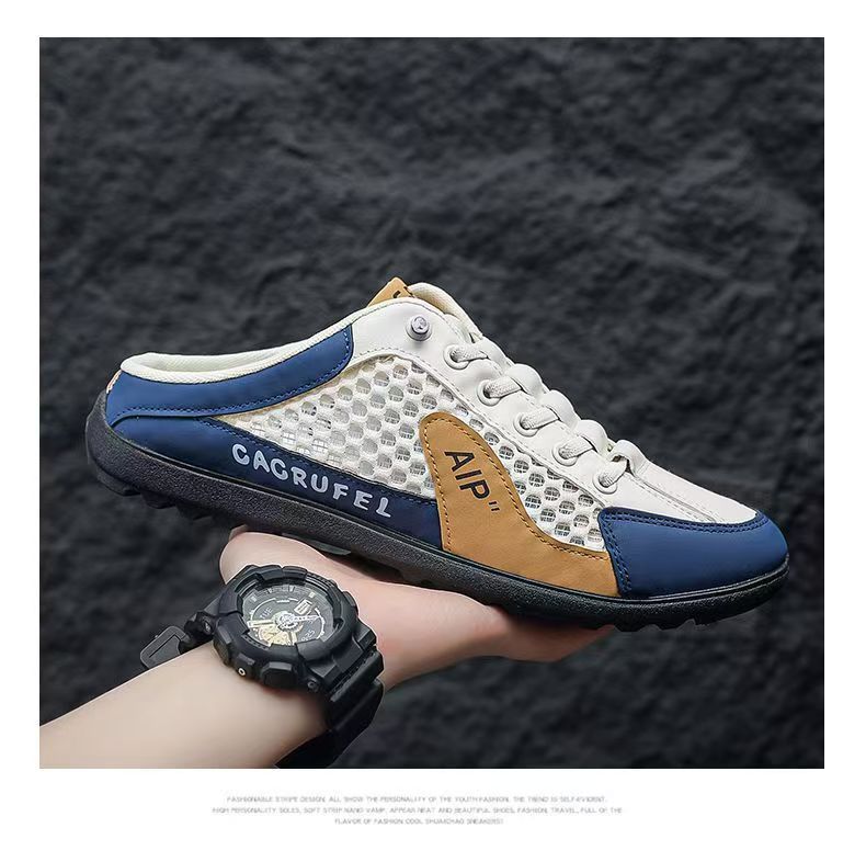 Men's Shoes Summer Bag Head Men's Sandals Lazy One Pedal Hollow Mesh Men's Sandals Casual Shoes Mesh Lightweight