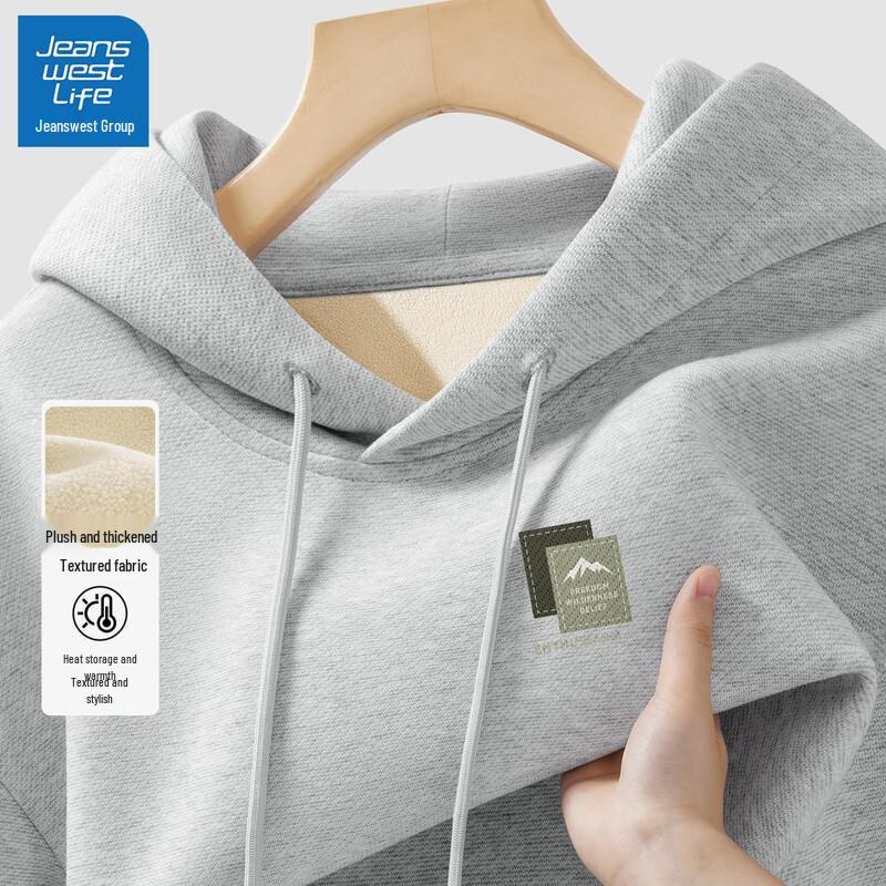 

Jeanswest Men s 2025 Autumn/Winter Fleece Lined Hooded Sweatshirt L
