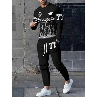2026 Autumn New Men's Long-Sleeved Pants Set for Street Casual Fashion Soft and Comfortable with 3D Digital Pattern Printing