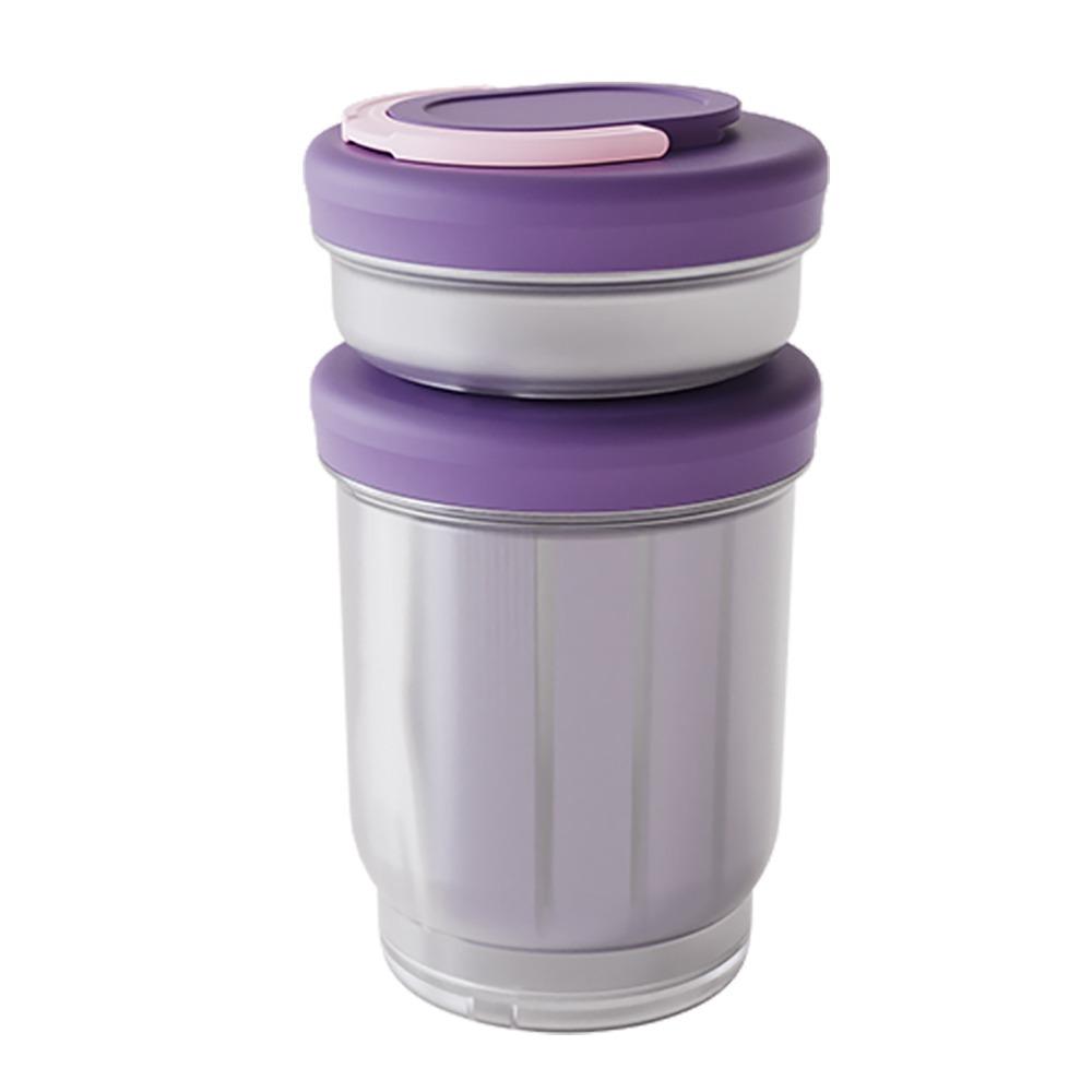 Leak-Proof Double-layer Fruit Salad Cup Fresh-keeping Draining Breakfast Cup Folding Handle Plastic Yogurt Oat Cup