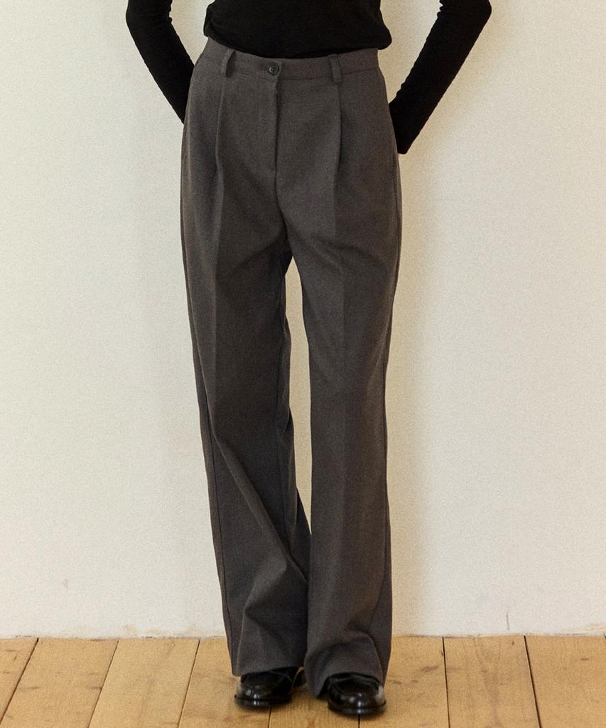 OURHOPE Soft Brushed Touch One-Tuck Pants - Charcoal