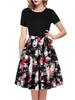 Round Neck Short-Sleeve Printed Dress