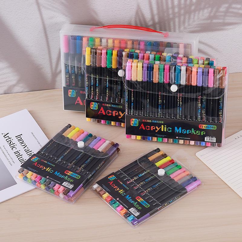 Dual-Color Acrylic Marker Pens - Soft-Tip Watercolor Brushes for Students - Ideal for Doodling, Drawing, and Smudge-Free Coloring.