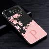 Case for Samsung Galaxy Z Flip4 Flip3 5G Black Phone Coque Z Flip 4 3 Hard PC Luxury Cover Zflip3 Cherry Blossom Pink Letter