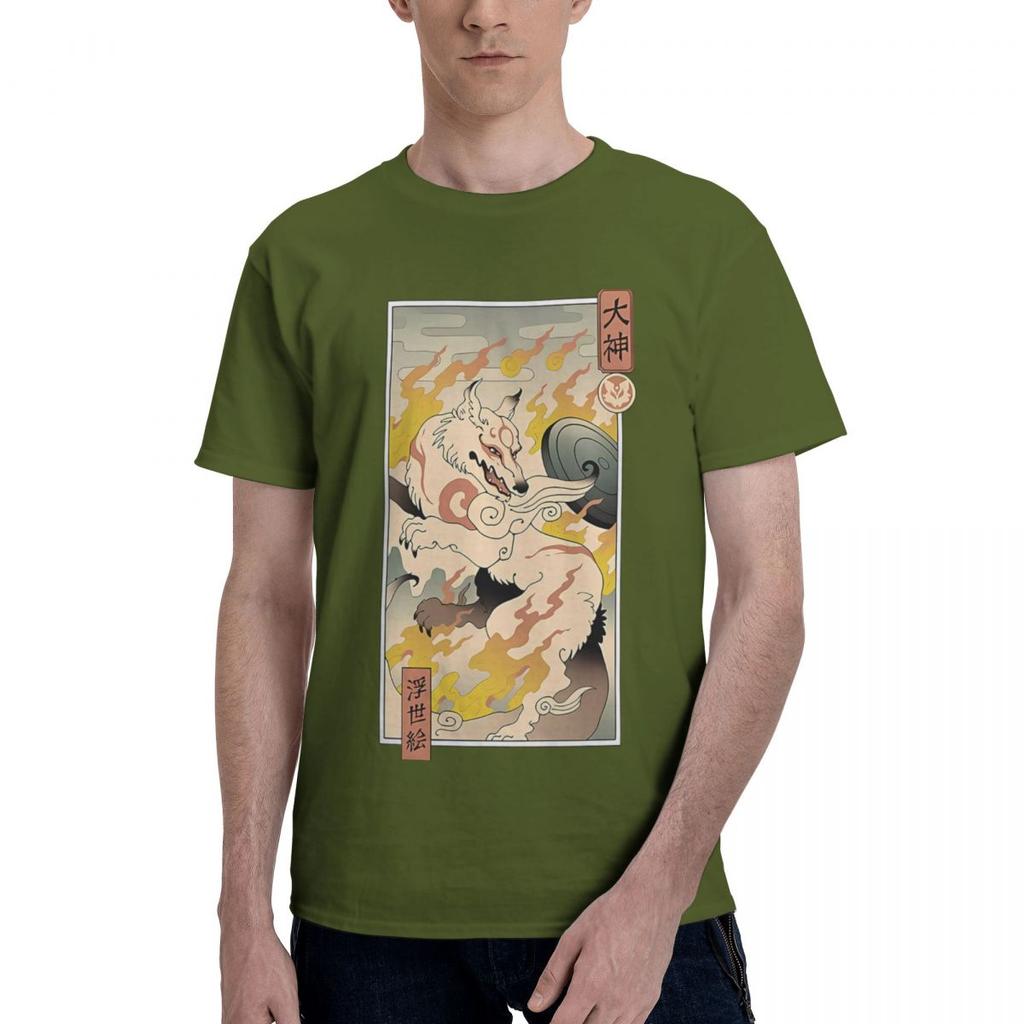 Okami Wolf Of Japan 100 Cotton Casual Breathable Confortable Cute Funny Mens TShirts Funny Gift
