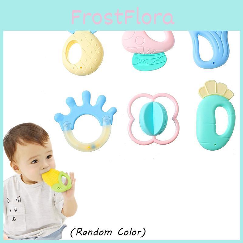 6-piece Infant Soft Teether Handbell Set Safe Sterilizable Baby Toy