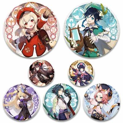 58MM 58mm Handgemaakte Genshin Impact Badges op Rugzak Ronde Reversspeldjes Leuke Cartoon Broches voor Kleding Emaille Pin vakantie Geschenken
