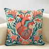 Anatomical Heart Maximalist Floral Art Cushion Cover Durable Hypoallergenic Organic Linen Pillow Cover Washable Skin-Friendly