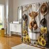 Tenda da Doccia Mucca delle Highlands Rustica - Impermeabile, Resistente alla Muffa Con Accogliente Design di Cortile per Arredo Bagno in Stile Fattoria