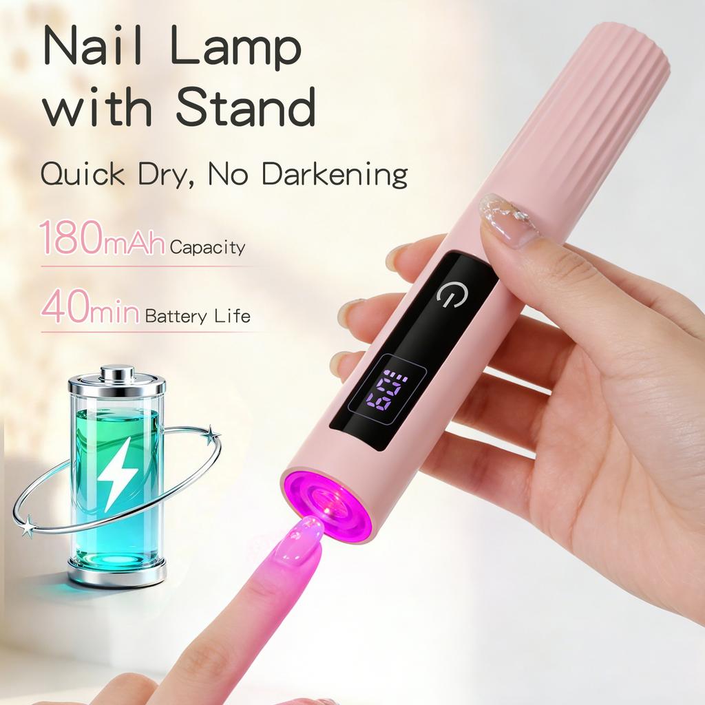 LINMANDA Handheld Nail Lamp Portable LED Nail Lamp with Stand Rechargeable Suitable for Gel Nail Polish and DIY Nail Art