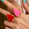 Titanium Steel Love Heart Drip Oil Index Ring, Exaggerated 18K Gold-Plated Stainless Steel Jewelry.