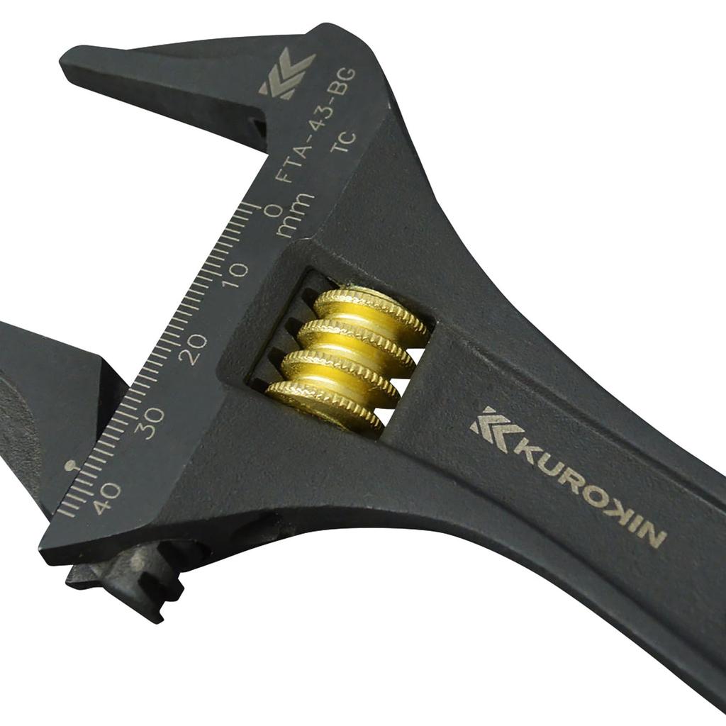 Fujiya Light Monkey, Non-serrated, Black and Gold, Total Length 252mm, Maximum Opening 43mm, FTA-43-BG