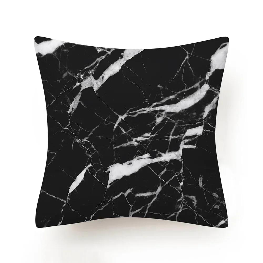 New Black White Marble Texture Cushion Cover 30X50/40X40/45X45CM Ultra Soft Lumbar Pillowcase Sofa Seat Throw Pillows Decor Home
