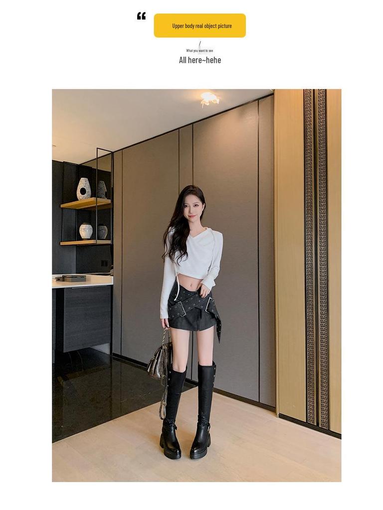 Women's Chunky Heel Over-the-Knee Slouchy Boots with Buckle and Fold-Down Collar