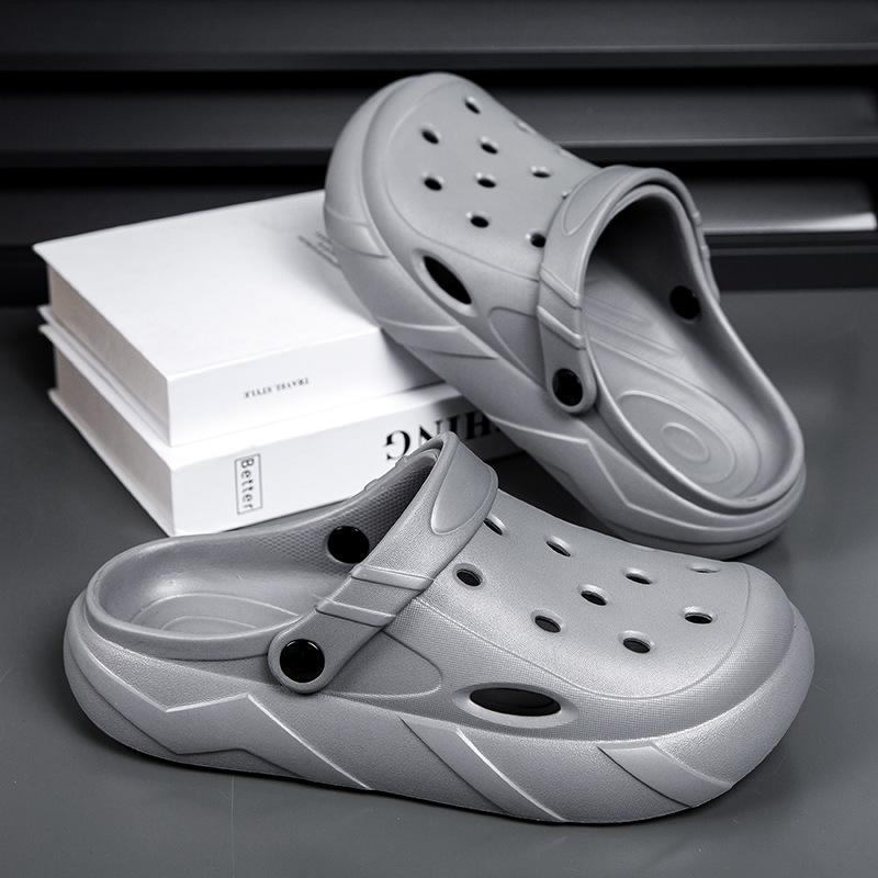 Hole shoes men's summer outer wear bag head couple sports slippers women's light beach sandals bag head half slippers men