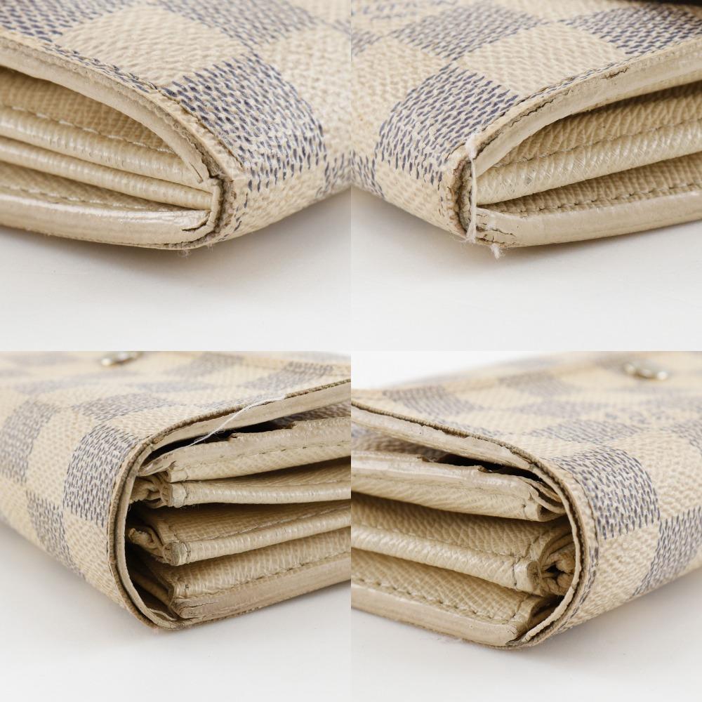 Louis Vuitton Portemonnaie Sarah N61735 Weißes Damier Azur Canvas Unisex Gebraucht