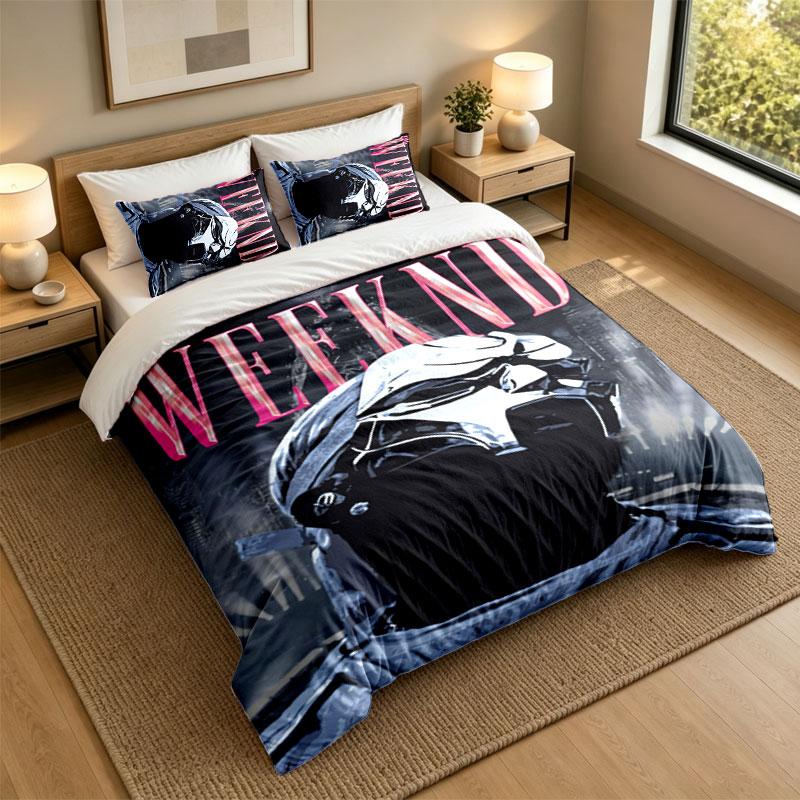 Set de așternuturi 3 bucăți The Weeknd Cearșaf moale și două fețe de pernă Decor pentru dormitorul de acasă