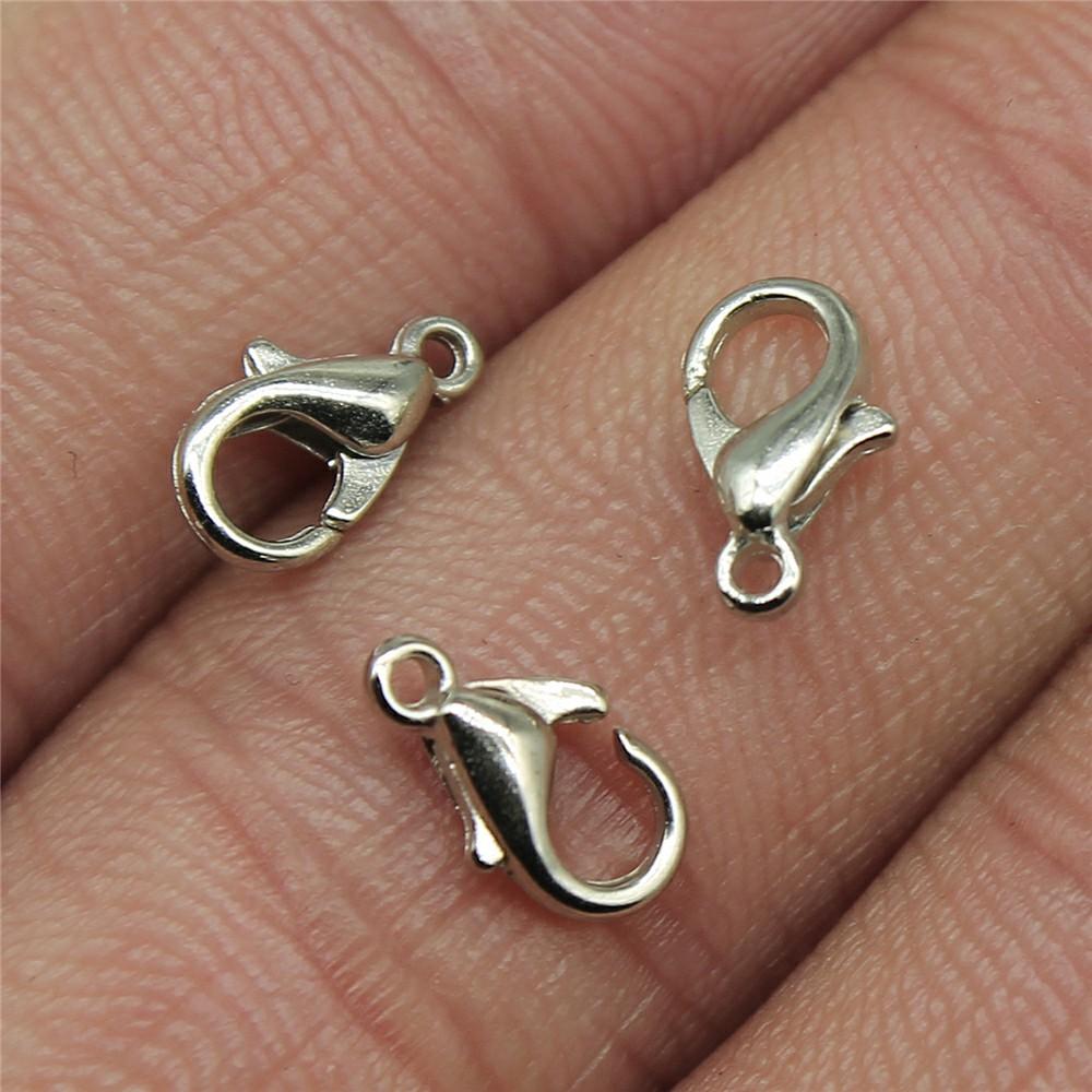 50pcs/bag 8 Colors 12mm 10mm Metal Alloy Lobster Clasp Hooks for Necklace & Bracelet Chain DIY Fashion Jewelry Findings 12mm