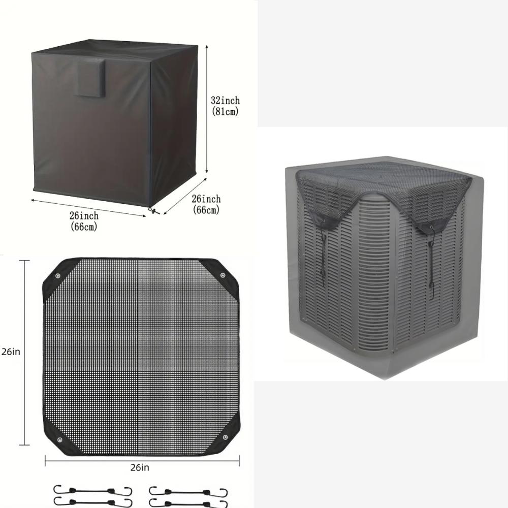 2pcs Full Breathable Mesh Air Conditioner Cover with Detachable Waterproof Top - Outdoor AC Protection Against Dust and Weather