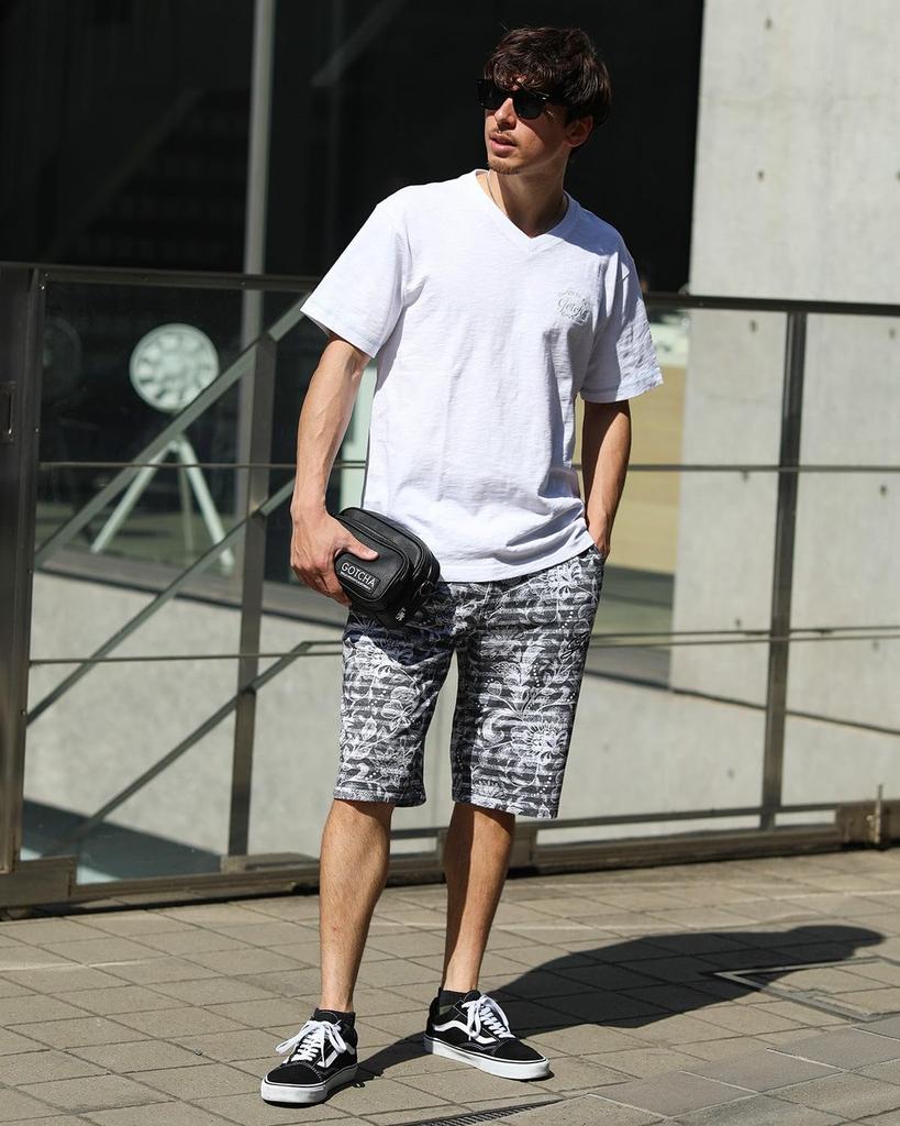 Brushed Flower Print Mini Fleece Shorts Unisex Surfing Casual Wear Half Pants Trousers Summer Clothes 262G1905 Black L [Gatcha] All-Over Men's