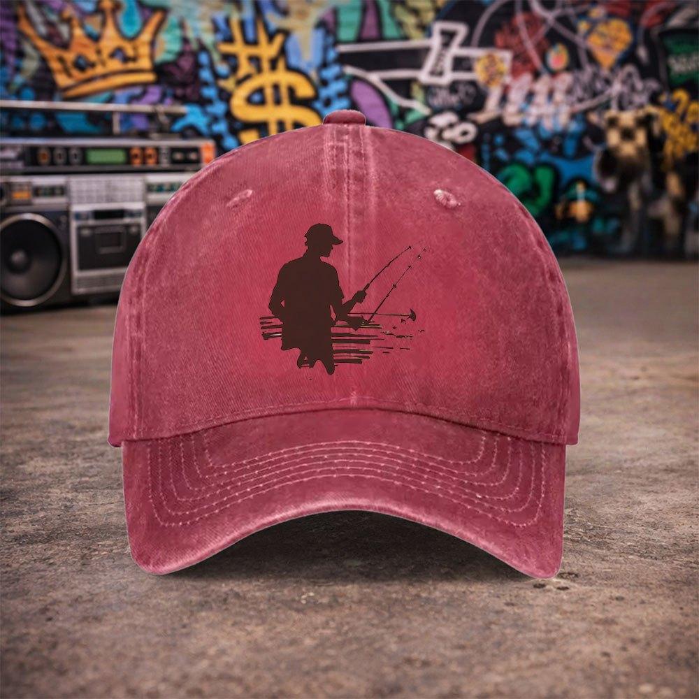 Pc Unisex Fishing Vintage Washed Baseball Cap UnisexS Trendy Hat Versatile Duckbill Cap Fun Print Unique Birthday Gift Fo