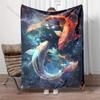 Multiple sizes Two koi swimming Print Blanket Flannel Material Soft Warm for All Seasons Home Outdoor Camping Picnics RV