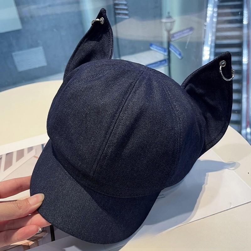 

Stylish Cat Ear Cap With Sun Protection For Outdoor Sports And Casual Wear темно-синий