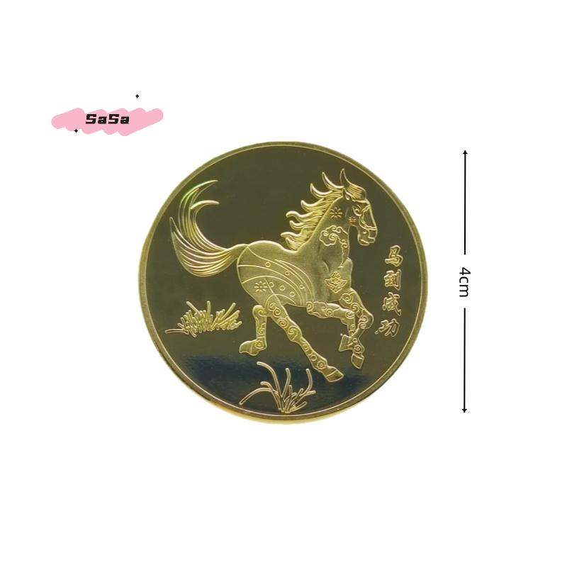 S-1/5Pcs 2026 Horse Year Commemorative Coins Collectible Decoration Metal Crafts Zodiac Horse Souvenir Medal New Year Gift