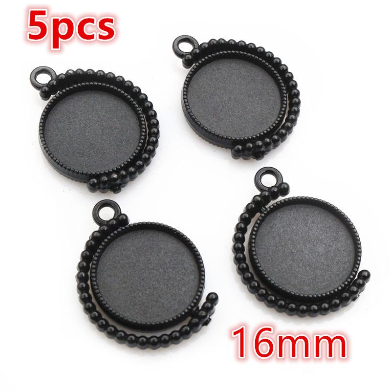 5-15pcs 16mm 18mm Inner Size Pendant Cabochon Blank Base Setting Bezel Tray DIY Jewelry Making Accessories for Necklace Keychain