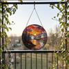 Landscape Hanging Ornament Stained Glass Style Suncatcher, Mountain Sunset Window Ornament, Colorful Artistic Sunlight Reflector Sun Catcher