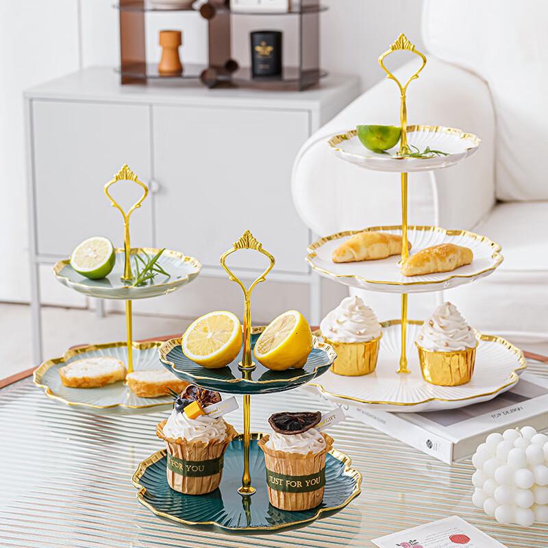 Ruhan European Style 3-Tier Ceramic Fruit Plate