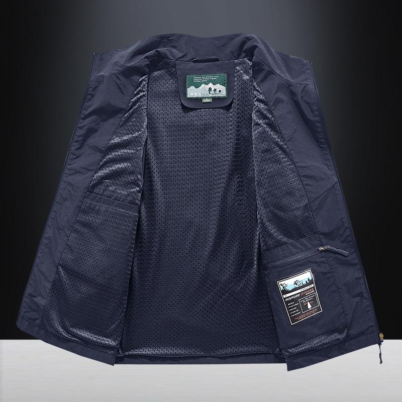 Men's Vest Casual Outdoor Vest Stand-up Collar Photography Vest Spring and Autumn Stand-up Collar Vest Men's Jacket