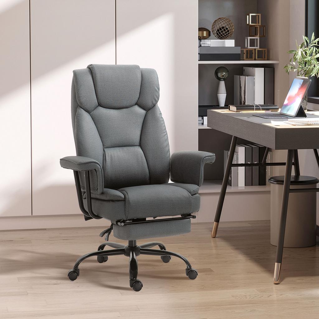 Office Chair Ergonomic Executive Chair 360 degrees Rotatable Computer Chair Height-Adjustable with Headrest and Padded Armrests with Footrest Faux