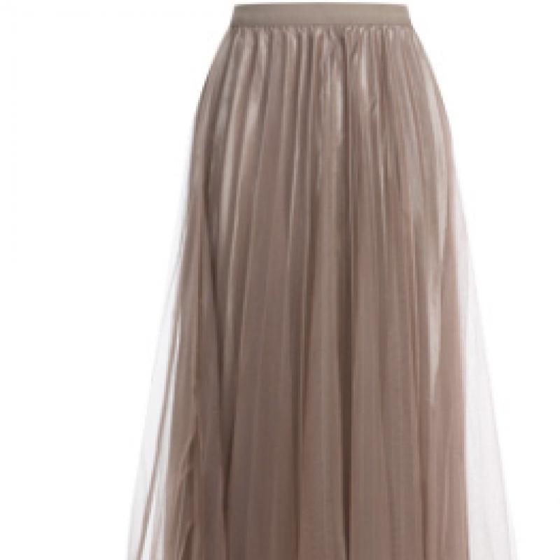 Shop Women Waist Banding Lace Mesh Long Pleated Skirt Black Th U Wsk 20277