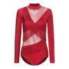 Damen Latein Tanz Jumpsuit Strasssteine Langarm Reißverschluss Hinten Fransen Leotard