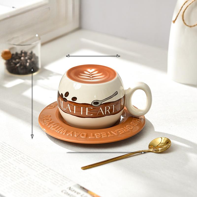 

Креативная чашка для цветов, набор для послеобеденного чая, европейская кофейная чашка с блюдцем и ложкой, подарок, подарок, высокоценная керамическая коммерческая чашка для латте 300ml