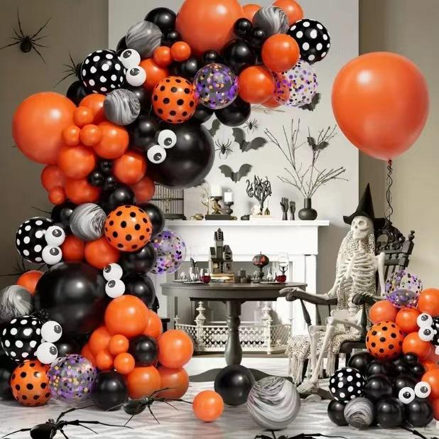 Halloween Orange Black Eyeball Latex Balloon Wreath Set Ghost Festival Arrangement Children'S Birthday Photo Props
