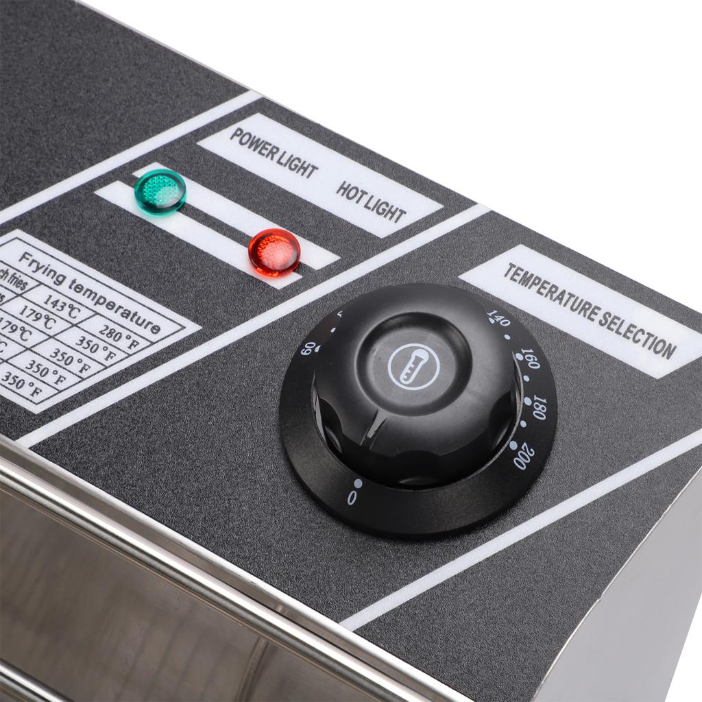 1700W Electric Deep Fryer 6L Single Pot with Removable Oil Basket Stainless Steel Fryer Adjustable Thermostat