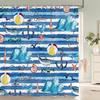 1 Pcs Cartoon Shower Curtain Cartoon Ocean Fish Style Printed Polyster Cloth Home Decoration Bathroom Curtain With Hooks