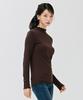 CHASECULT Women'S Frill Mock Neck Fleece T-Shirt - Brown