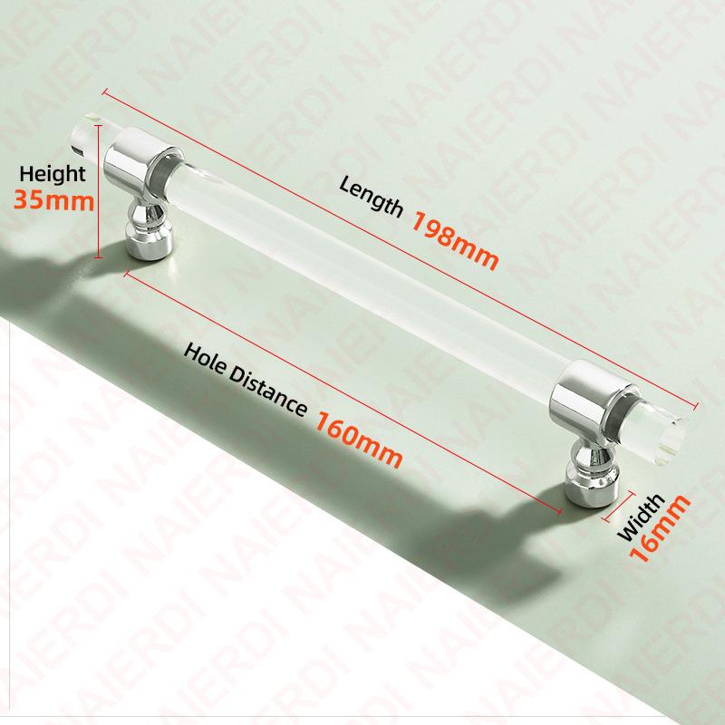 NAIERDI Acrylic Furniture Handles T-Bar Gold Crystal Cabinet Handles and Knobs Zinc Alloy Silver Door Handle Hardware