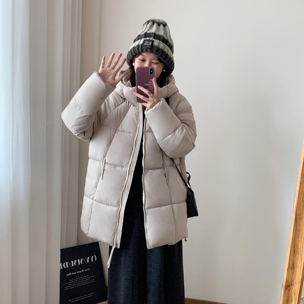 Puff-fühlender Weicher Brotanzug Winter Neu Koreanische Version Lockerer Kapuzen-Baumwollanzug Damen Mittellanger Baumwollanzug Damenjacke