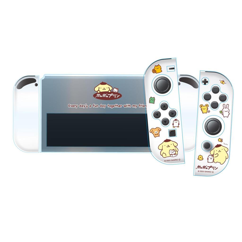 Allone Samostatný průhledný obal pro herní postavičky Sanrio Pompompurin x x 10cm Chrání před poškrábáním a nečistotami Kompatibilní s obrazovkou Switch OLED