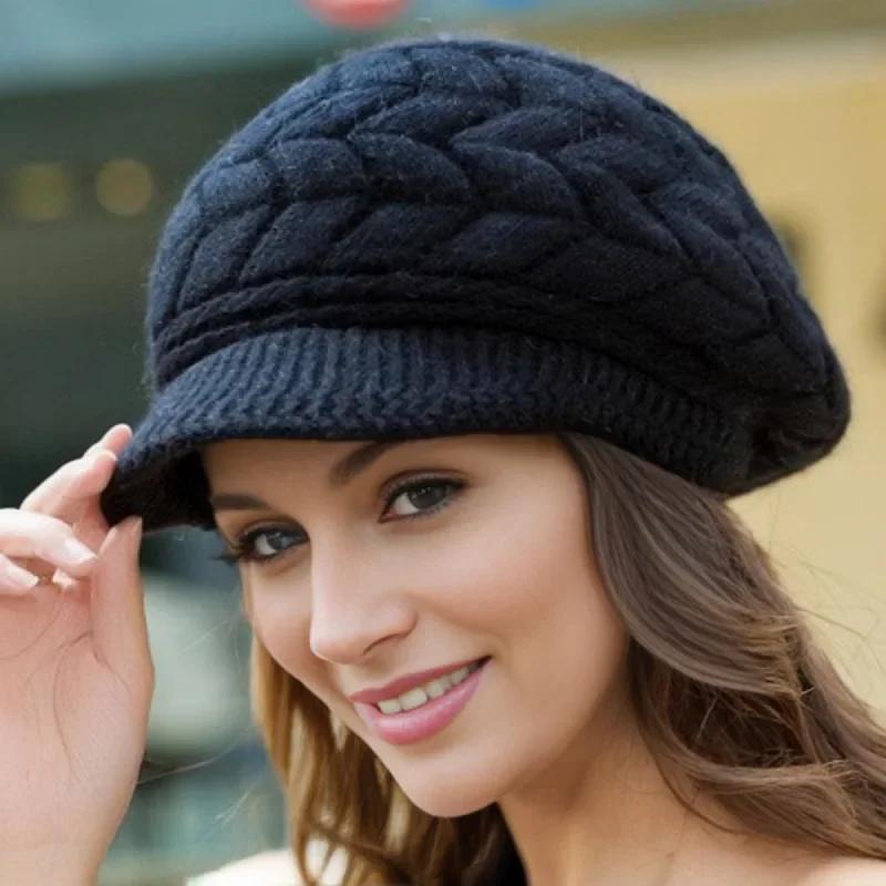 Womens Winter Hats Warm Knit Hat Slouchy Beanie Cap With Brim Gifts
