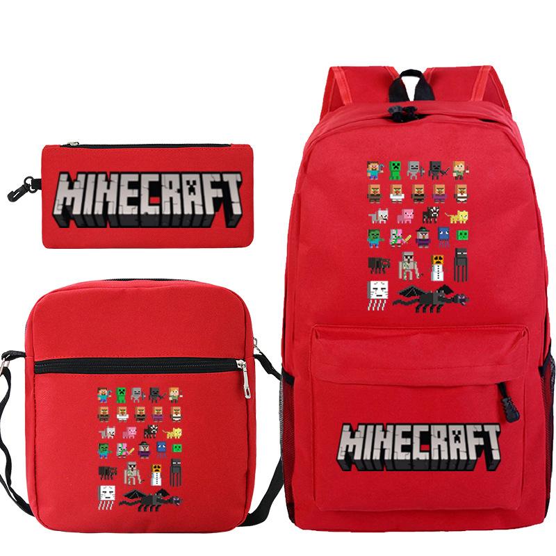 Minecraft Primary And Secondary School School Bag Children'S Backpack Backpack Shoulder Bag Pencil Case Three-Piece Set