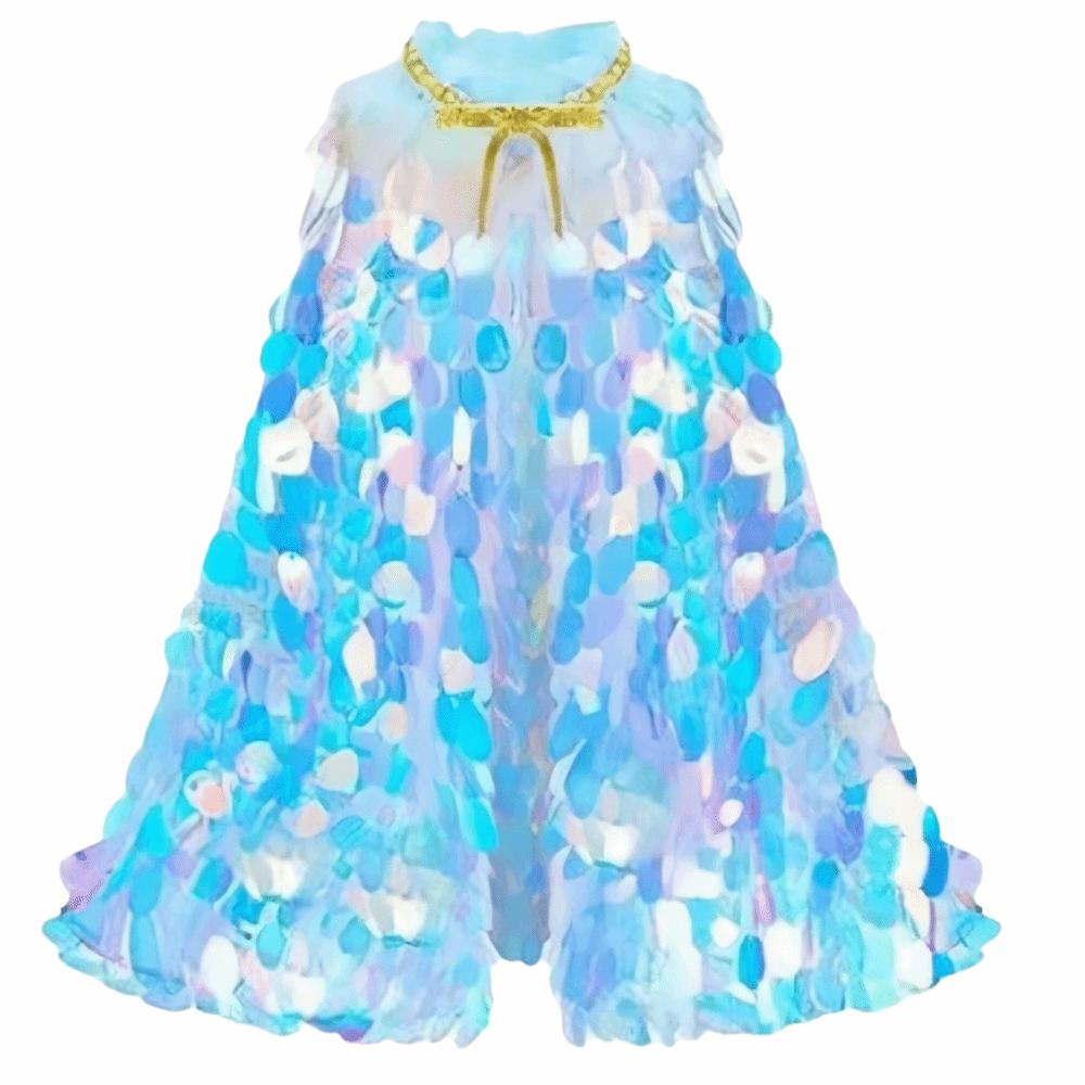 Vestito da Festa di Compleanno Travestimento Sirena Paillettes Mantello Vestito Accessorio Vestiti con Paillettes Bambini
